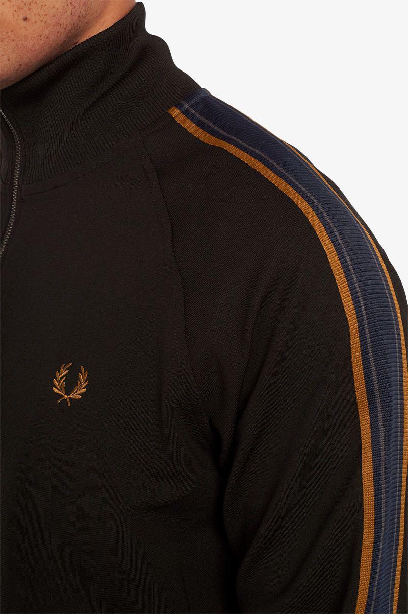 Black Fred Perry Medal Tape Track Men's Jackets | PH 1215VRWD